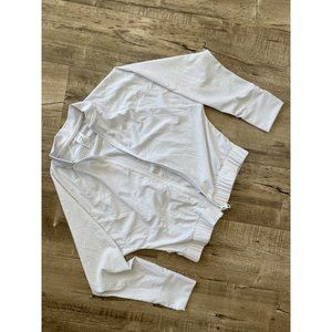 Z By Zella Womens Cropped Mesh Jacket Zip Up Thumbholes White Size M (8-10)